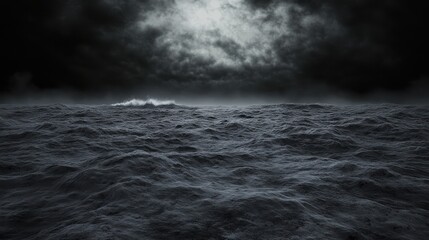 Dark and Stormy Sea: A Monochromatic Ocean Under a Threatening Sky