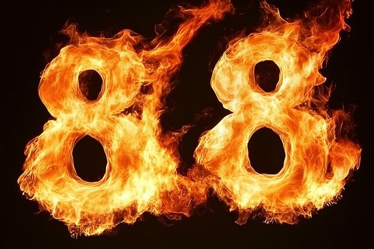 Burning number eighty-eight on black background