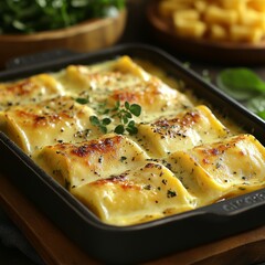 Creamy Oven-Baked Cannelloni Gratin: A Delicious Italian Comfort Food Recipe with Cheese and Herbs – Perfect for a Cozy Dinner 