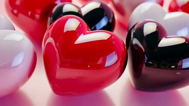 Herzf&ouml;rmige Ballons in Rot und Wei&szlig; symbolisieren Liebe und Freude