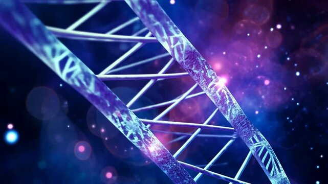 Struktur einer DNA Doppelhelix leuchtet in blauen T&ouml;nen