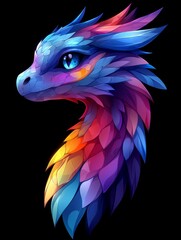 Fototapeta premium Colorful Digital Dragon Illustration Vector: Vibrant Fantasy Creature Art Prints & Wall Art Design