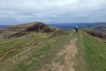 Hiking in the mountains, of Edale and Hope Valley, Derbyshire.