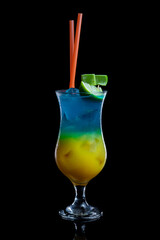 Rio de Janeiro cocktail in a glass on a black background
