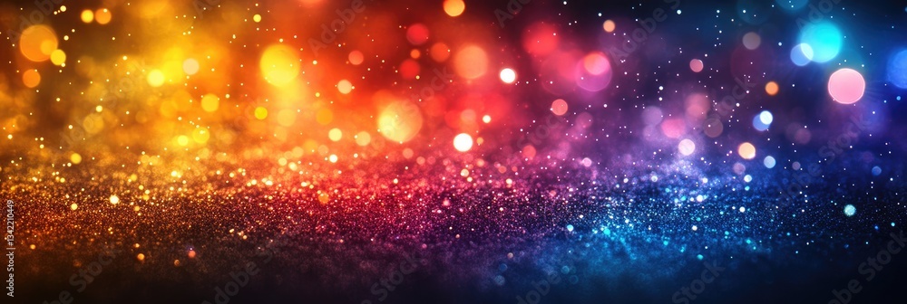Aufkleber vibrant multicolored glitter texture with blurred bokeh lights. warm and cool tones blend creating a