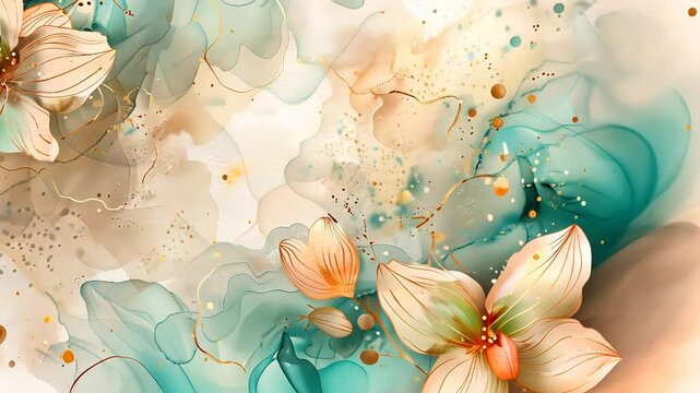 Abstraktes Design mit Blumen in sanften Farben