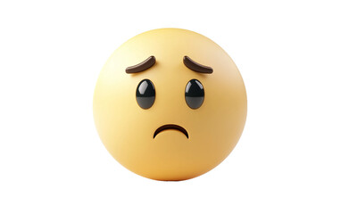 A digital 3D emoji character with a worried and empathetic facial reaction Isolated on transparent background PNG
