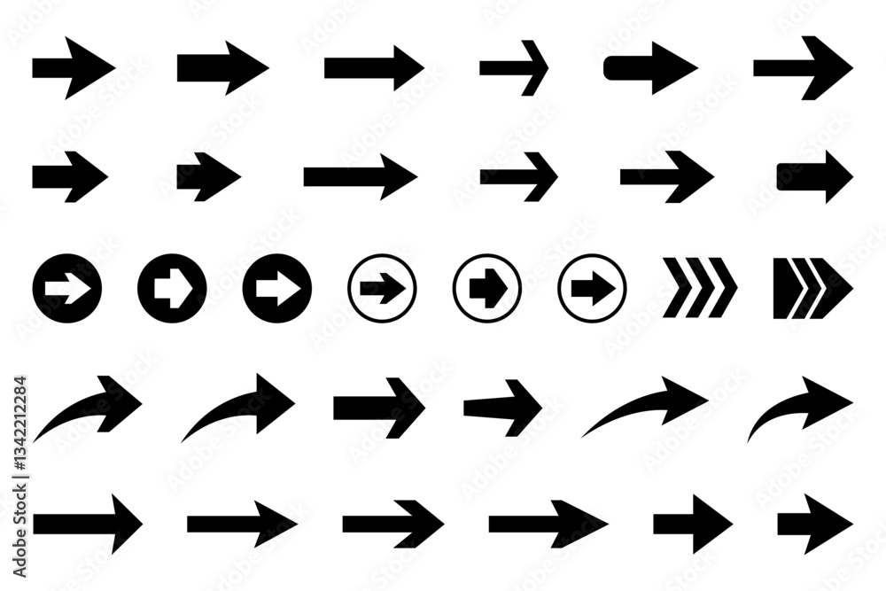 Aufkleber arrow icon. collection of pointers. arrow icons set.