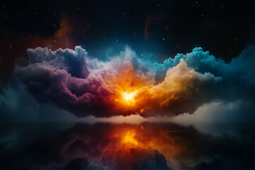 Fototapeta premium Colorful space galaxy cloud nebula. Star night cosmos. Universe science astronomy. Supernova background wallpaper