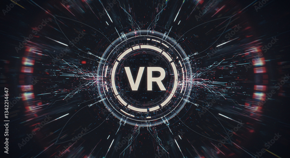Aufkleber virtual reality abstract: a dynamic abstract representation of virtual reality, showcasing a central