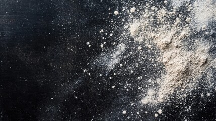 Obraz premium Flour Powder Spread Across Dark Surface with Texture and Detail