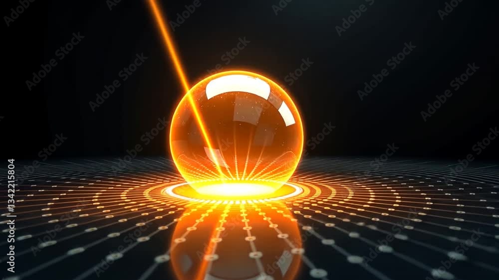 Poster illuminated conceptual sphere on a patterned grid bathed in radiant light a futuristic abstract show