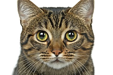 Close-up tabby cat face.