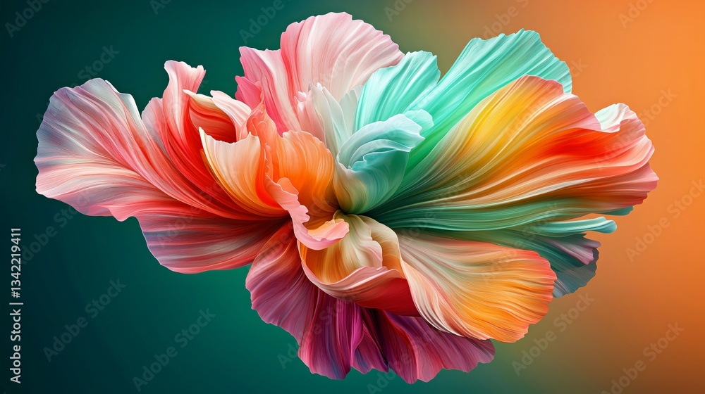 Poster colorful abstract flower design displaying vibrant hues in a soft swirl against a blurred background