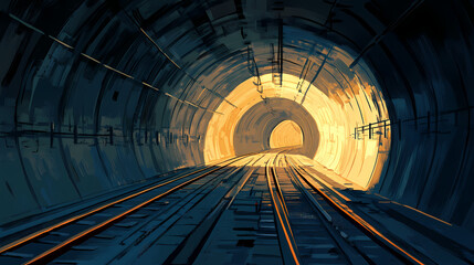 Reconstruction of an underground tunnel under construction. new subway station or surface railway station. Subterranean Tunnels. Illustration