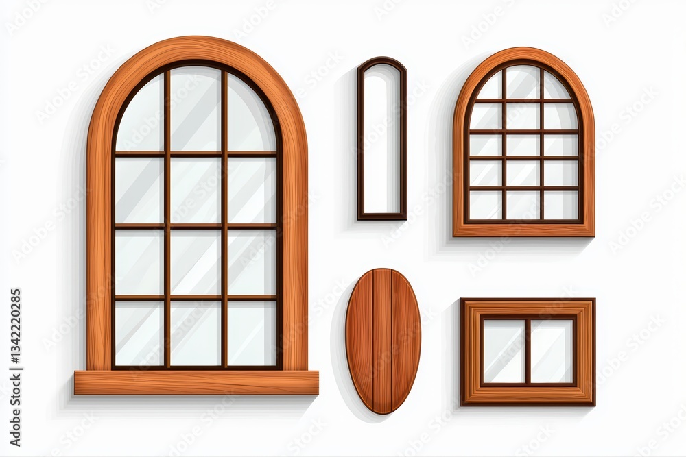 Poster variety of classic window frames in different designs and styles for design concepts