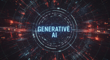 Fototapeta premium Generative AI: Exploring the future of artificial intelligence with a futuristic design and a circular pattern. This image embodies the concept of Generative AI.