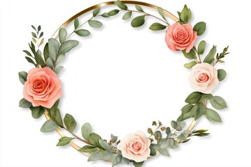 Fototapeta premium Elegant Floral Frame Concept with Luxurious Gold Accents in a Geo Design Style