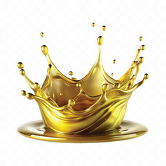 Abstract 3d olive or engine oil and cosmetic serum liquid splash isolated on white background