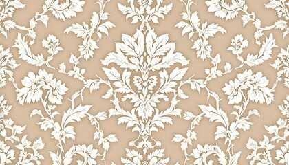 Seamless Floral Pattern on Subtle Beige Background Design