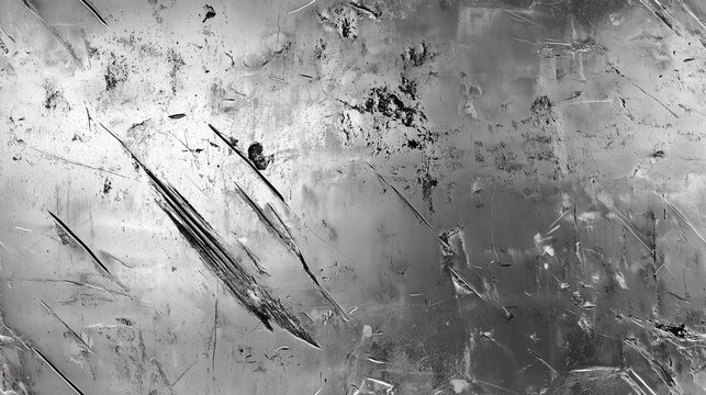 AI generated surface of silver-colored grunge metal with deep gouges or scratches
