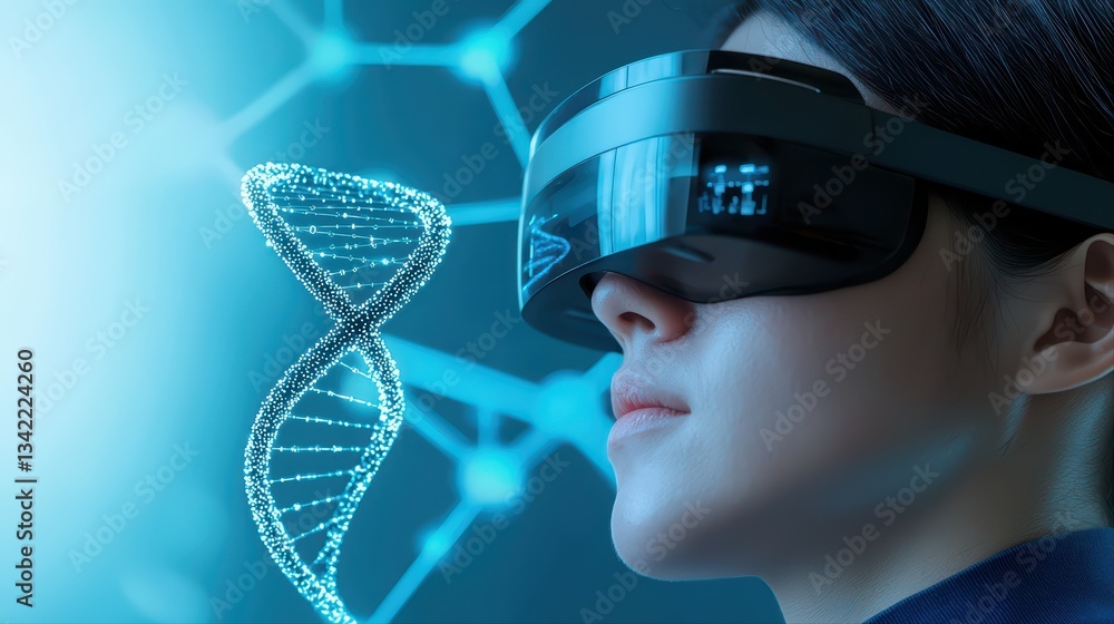 Aufkleber innovative researcher using augmented reality technology to explore new concepts in science