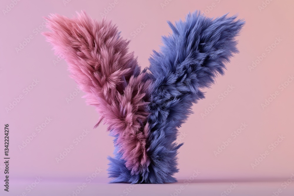 Poster fluffy letter y with vibrant gradient perfect for modern design projects generative ai