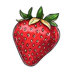 Simple hand-drawn colorful red Strawberry. Trendy abstract minimal style. Natural fresh. Vector illustration isolated on white background, vector illustration	