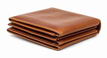 Brown Leather Wallet Folded Closeup