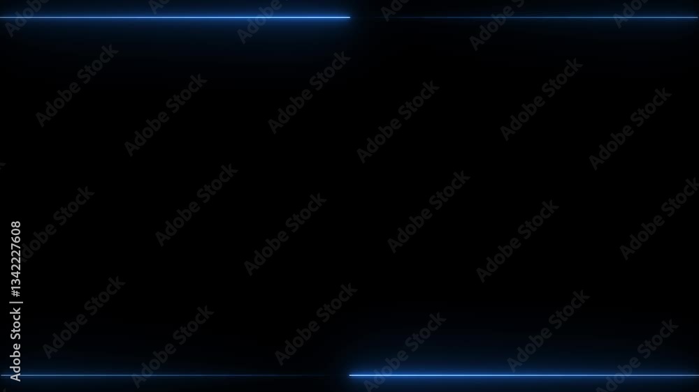 Poster straight neon lager line color red isolated on black background. horizontal neon line animation movi
