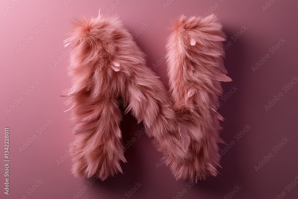 Aufkleber fluffy letter n with vibrant gradient and soft fur texture for creative design generative ai