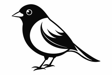bullfinch line art silhouette vector illustration
