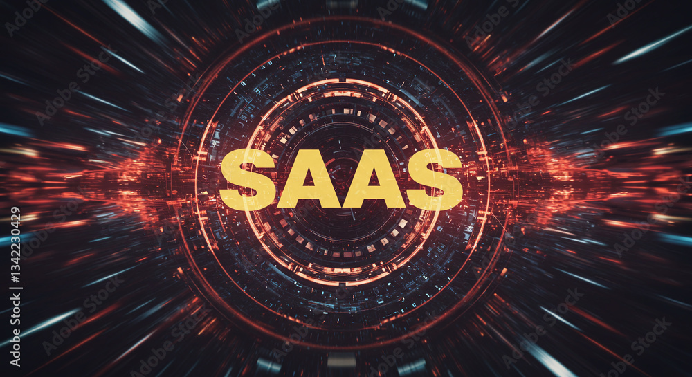 Poster saas innovation: a dynamic graphic showcases the term 