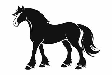 clydesdale horse line art silhouette vector illustration