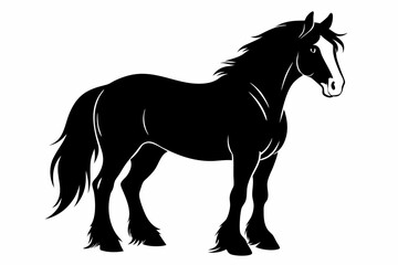 clydesdale horse line art silhouette vector illustration
