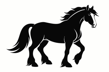 Obraz premium clydesdale horse line art silhouette vector illustration