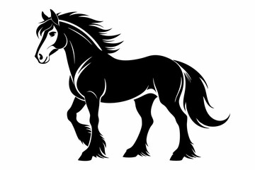 clydesdale horse line art silhouette vector illustration