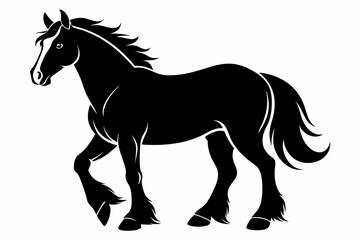 clydesdale horse line art silhouette vector illustration