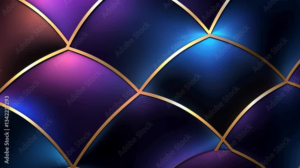Poster dynamic, colorful, geometric abstract pattern. intricate, glowing shapes create a captivating visual