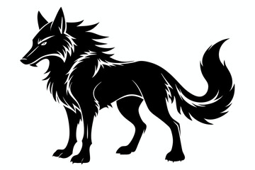 fenrir line art silhouette vector illustration