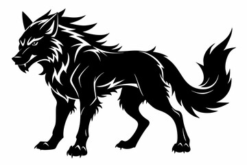 Obraz premium fenrir line art silhouette vector illustration
