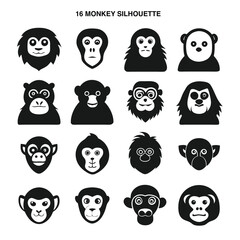 monkey silhouette symbol icons vector design