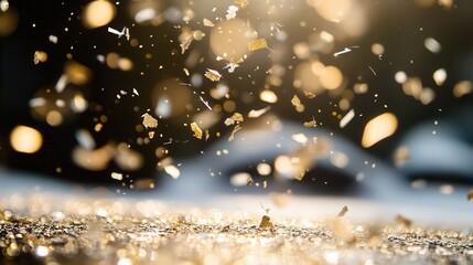 Glimmering Particles in Soft Focus Against a Dark Background