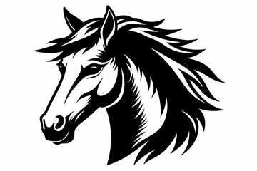horse head line art silhouette vector illustration