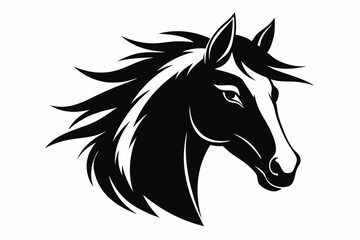 horse head line art silhouette vector illustration