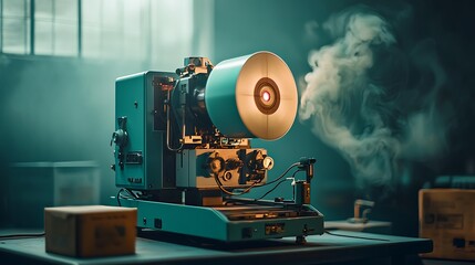 Fototapeta premium Industrial Machine Smoke Production Process