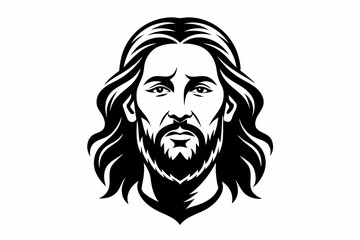 jesus head line art silhouette vector illustration