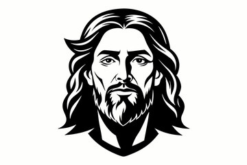 jesus head line art silhouette vector illustration