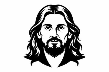 Fototapeta premium jesus head line art silhouette vector illustration