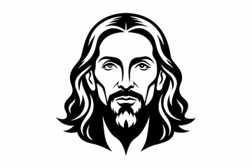 jesus head line art silhouette vector illustration